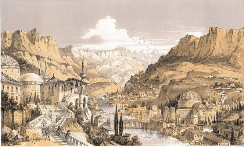 content Bakhiserai sketched from the ancient palace of the tartar khans... T. Packer  lith.1855 Institut Cartogr fic de Catalunya 2